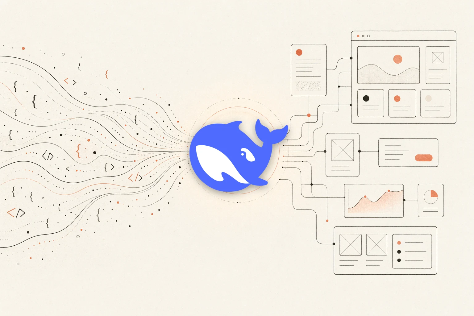 DeepSeek TUI 设计反馈循环：一个终端 agent 读取参考与规范，一个浏览器渲染 UI，以及一个工作区，还有一条反馈箭头回环